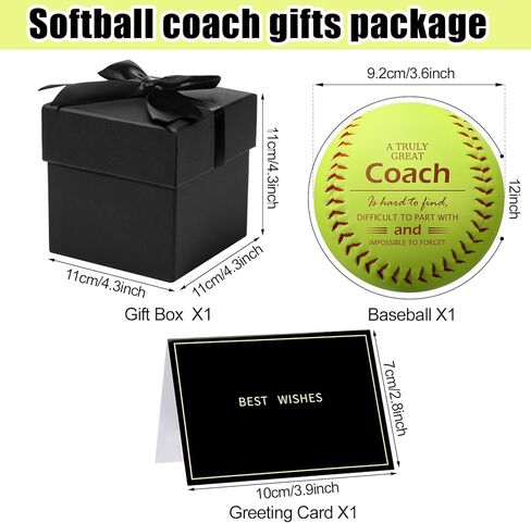 Eurzom Best Softball Coach Gift Set Include 12 Inch Printed Leather Softball Greeting Card and Gift Box Thank You Gifts for Coaches in Saudi Arabia