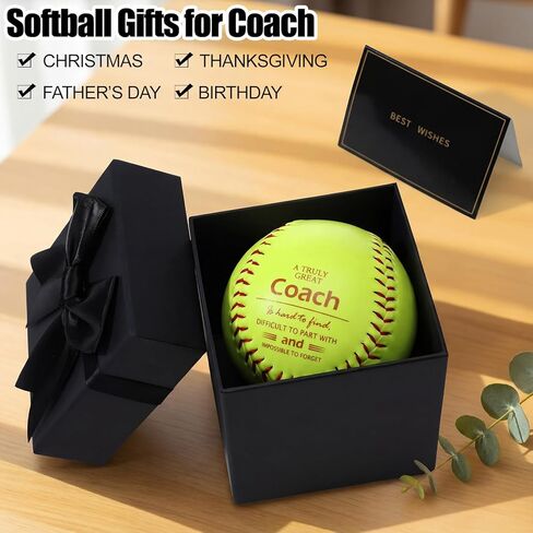 Eurzom Best Softball Coach Gift Set Include 12 Inch Printed Leather Softball Greeting Card and Gift Box Thank You Gifts for Coaches in Saudi Arabia