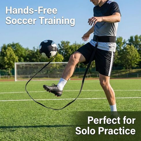 Soccer Training Equipment, Solo Soccer Kick Trainer with Reinforced Connection Points, Anti-Snap Practice Aid with Adjustable Waist Belt, Fits Ball Size 3 4 5, Multi-Sport Trainer for Soccerball in Saudi Arabia