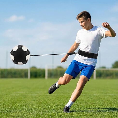 Soccer Training Equipment, Solo Soccer Kick Trainer with Reinforced Connection Points, Anti-Snap Practice Aid with Adjustable Waist Belt, Fits Ball Size 3 4 5, Multi-Sport Trainer for Soccerball in Saudi Arabia