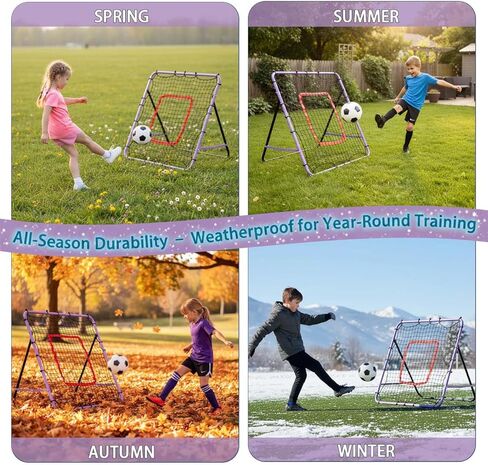 Soccer Rebounder Net, Adjustable Angle Multi-Sport Training Goal for Kids & Teens Ages 3+, Portable Backyard Practice Net with Lavender Frame & Red Target Grid in Kuwait