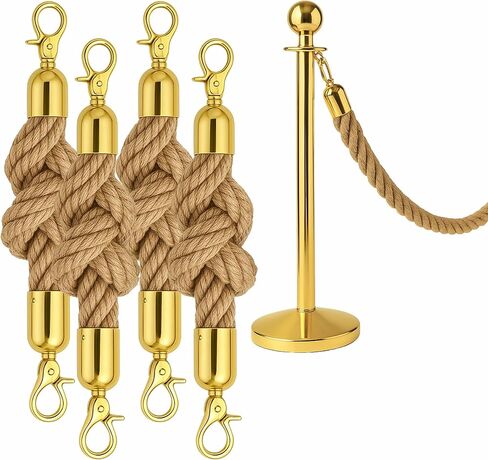 4PCS Braided Purple Rope – 5FT Rope Twisted Barrier Cord with Gold Hooks VIP Set Crowd Control Stanchion for Event Decor and Party Stanchion Posts in Kuwait