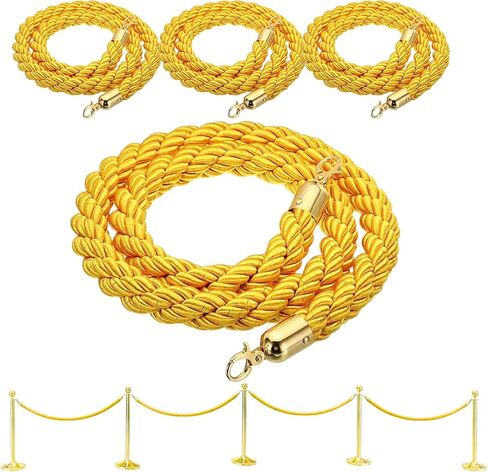 4PCS Braided Purple Rope – 5FT Rope Twisted Barrier Cord with Gold Hooks VIP Set Crowd Control Stanchion for Event Decor and Party Stanchion Posts in Saudi Arabia