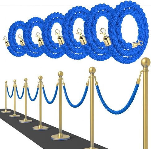 4PCS Braided Purple Rope – 5FT Rope Twisted Barrier Cord with Gold Hooks VIP Set Crowd Control Stanchion for Event Decor and Party Stanchion Posts in Saudi Arabia