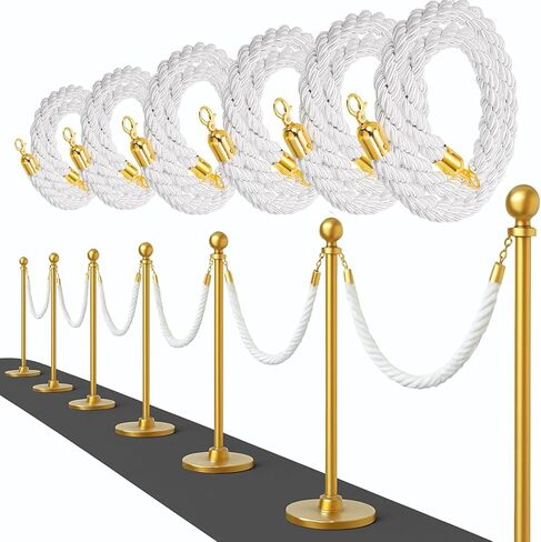 4PCS Braided Purple Rope – 5FT Rope Twisted Barrier Cord with Gold Hooks VIP Set Crowd Control Stanchion for Event Decor and Party Stanchion Posts in Saudi Arabia