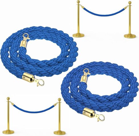 4PCS Braided Purple Rope – 5FT Rope Twisted Barrier Cord with Gold Hooks VIP Set Crowd Control Stanchion for Event Decor and Party Stanchion Posts in Saudi Arabia