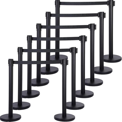 Blulu 12 قطعة من دعامة التحكم في الحشود مع حزام قابل للسحب بطول 6.5 قدم، حواجز التحكم في الحشود، عمود طابور، حاجز أمان، حامل خط فواصل الخط in Kuwait