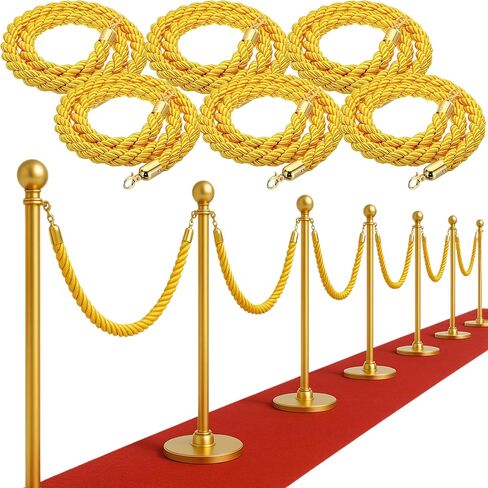 4PCS Braided Purple Rope – 5FT Rope Twisted Barrier Cord with Gold Hooks VIP Set Crowd Control Stanchion for Event Decor and Party Stanchion Posts in Saudi Arabia