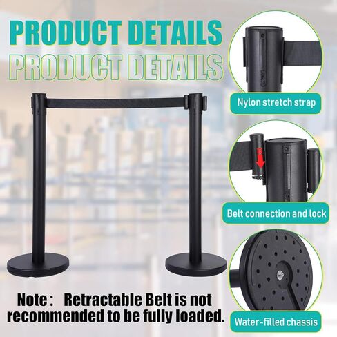 Blulu 12 قطعة من دعامة التحكم في الحشود مع حزام قابل للسحب بطول 6.5 قدم، حواجز التحكم في الحشود، عمود طابور، حاجز أمان، حامل خط فواصل الخط in Kuwait