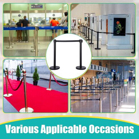 Blulu 12 قطعة من دعامة التحكم في الحشود مع حزام قابل للسحب بطول 6.5 قدم، حواجز التحكم في الحشود، عمود طابور، حاجز أمان، حامل خط فواصل الخط in Kuwait