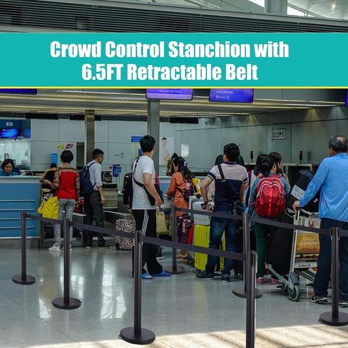 Blulu 12 قطعة من دعامة التحكم في الحشود مع حزام قابل للسحب بطول 6.5 قدم، حواجز التحكم في الحشود، عمود طابور، حاجز أمان، حامل خط فواصل الخط in Kuwait