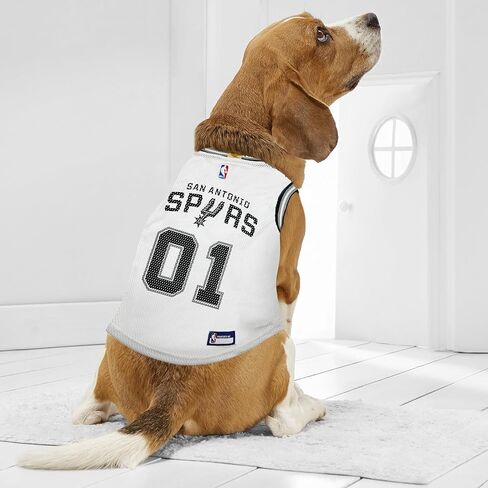 Pets First Official NBA San Antonio Spurs Road Jersey for Dogs & Cats in Team Color. Comfortable Stretchable Material, Size Small - Stylish Dog Basketball Jersey for Your Furry Fan in Saudi Arabia