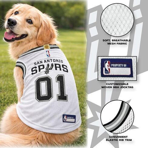 Pets First Official NBA San Antonio Spurs Road Jersey for Dogs & Cats in Team Color. Comfortable Stretchable Material, Size Small - Stylish Dog Basketball Jersey for Your Furry Fan in Saudi Arabia