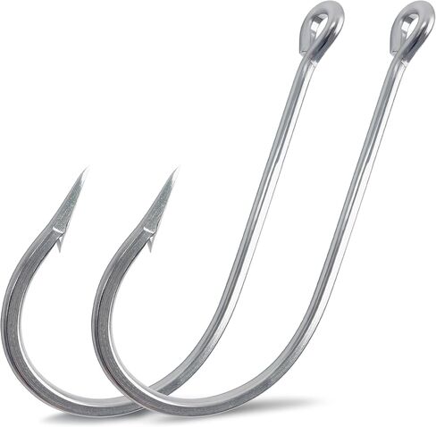 Saltwater Large Giant Shark Alligator Fishing Hooks Big Game Stainless Steel J Fishing Hooks Extra Strong Large Fish Hooks for Tuna Swordfish Catfish Size 5/0-20/0 in Saudi Arabia