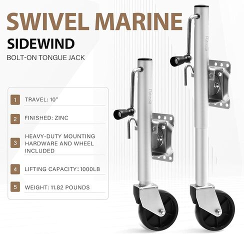 USA Swivel Side Crank Boat Trailer Jack 1,000LB Lift Capacity with Wheel and Install Hardware in Kuwait