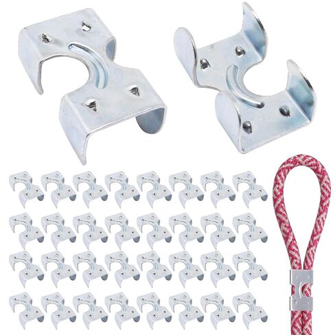 30Pcs Rope Clamps Heavy Duty Double Clips Loop End Clip for Rope Fixing Fits 3/8" to 1/2" Twisted or Braided Ropes (10-12mm) in Kuwait