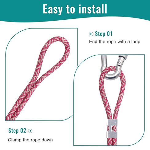 30Pcs Rope Clamps Heavy Duty Double Clips Loop End Clip for Rope Fixing Fits 3/8" to 1/2" Twisted or Braided Ropes (10-12mm) in Kuwait