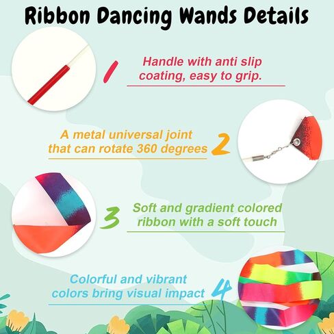 20 PCS Ribbon Dancing Wands for Kids Dance Ribbon Party Favors Gymnastics Ribbon Wand Princess Party Supplies, Girls Party Games, Gymnastics Goody Bag Stuffers in Kuwait