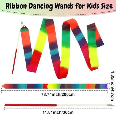20 PCS Ribbon Dancing Wands for Kids Dance Ribbon Party Favors Gymnastics Ribbon Wand Princess Party Supplies, Girls Party Games, Gymnastics Goody Bag Stuffers in Kuwait