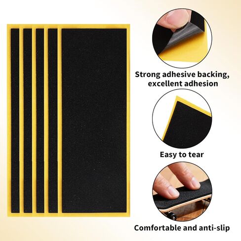 30pcs PRO Fingerboard Grip Tape, 11x3.8cm/4.33x1.5in Foam Anti-Slip Sandpaper Skate Board Stickers with Strong Adhesive Backing for Finger Board Skateboard Games & Tricks (Black) in Saudi Arabia