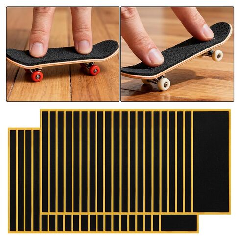 30pcs PRO Fingerboard Grip Tape, 11x3.8cm/4.33x1.5in Foam Anti-Slip Sandpaper Skate Board Stickers with Strong Adhesive Backing for Finger Board Skateboard Games & Tricks (Black) in Saudi Arabia