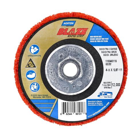عجلة مطحنة نورتون، شريط Bear-Tex Blaze السريع، عجلة 4 1/2 بوصة خشنة للغاية قابلة للتكيف مع مطحنة الزاوية اليمنى، أداة تعرية الطلاء للمعادن، عبوة من 10 أقراص in Saudi Arabia