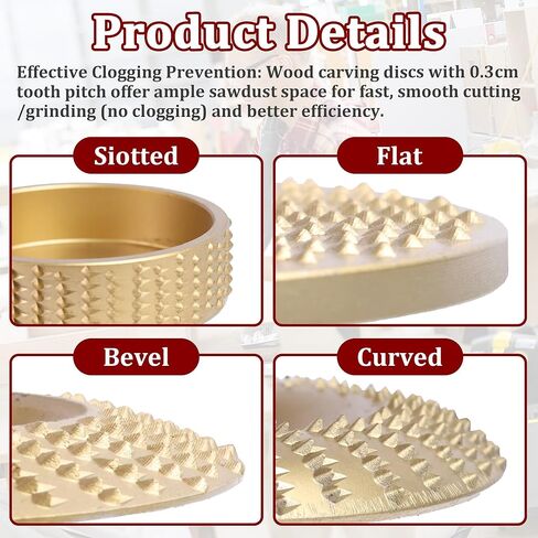 مجموعة أقراص نحت الخشب 19 قطعة لمطحنة زاوية 4 بوصة و4.5 بوصة | قرص عجلة طحن أداة StumpGrinder مع حلقة محول 7/8"-5/8" | مجموعة أقراص تلميع وتشكيل قطع النجارة من أجل النحت السريع in Kuwait