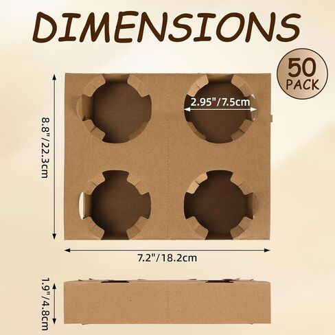 ZBEIVAN 4 Cup Disposable Carrier Trays, Compostable Pulp Fiber Cups Holders, 8-32 oz, Pack of 50 in Kuwait