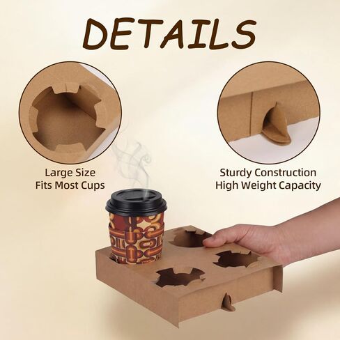 ZBEIVAN 4 Cup Disposable Carrier Trays, Compostable Pulp Fiber Cups Holders, 8-32 oz, Pack of 50 in Kuwait