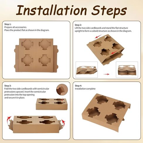 ZBEIVAN 4 Cup Disposable Carrier Trays, Compostable Pulp Fiber Cups Holders, 8-32 oz, Pack of 50 in Kuwait