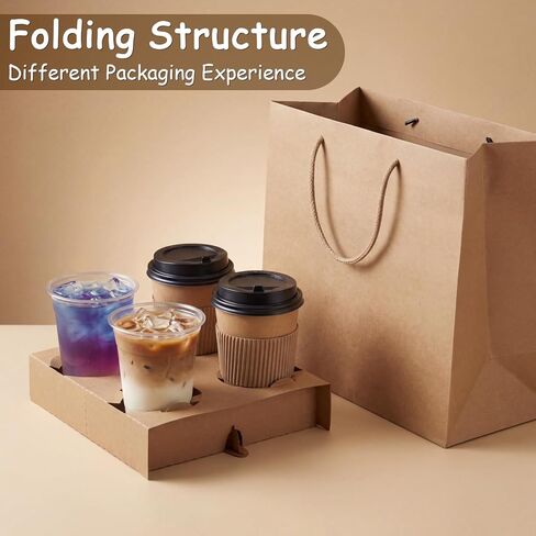 ZBEIVAN 4 Cup Disposable Carrier Trays, Compostable Pulp Fiber Cups Holders, 8-32 oz, Pack of 50 in Kuwait