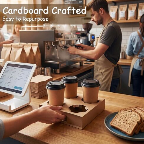 ZBEIVAN 4 Cup Disposable Carrier Trays, Compostable Pulp Fiber Cups Holders, 8-32 oz, Pack of 50 in Kuwait