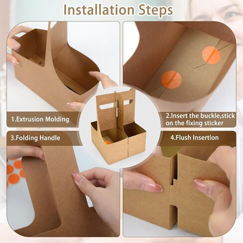 حامل مشروبات مكون من 2 كوب بمقبض، 12 عبوة حامل أكواب قهوة للاستعمال مرة واحدة، حامل مشروبات من الورق المقوى للمشروبات الساخنة أو الباردة، مع 24 ملصقًا معززًا سفليًا، للمقهى، والحفلات، وحفلات الزفاف in Kuwait