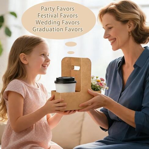 حامل مشروبات مكون من 2 كوب بمقبض، 12 عبوة حامل أكواب قهوة للاستعمال مرة واحدة، حامل مشروبات من الورق المقوى للمشروبات الساخنة أو الباردة، مع 24 ملصقًا معززًا سفليًا، للمقهى، والحفلات، وحفلات الزفاف in Kuwait