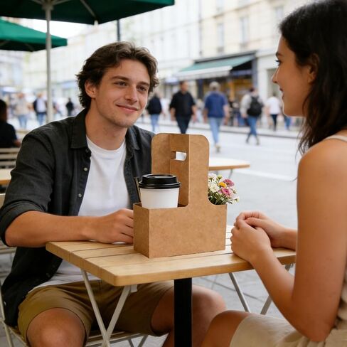 حامل مشروبات مكون من 2 كوب بمقبض، 12 عبوة حامل أكواب قهوة للاستعمال مرة واحدة، حامل مشروبات من الورق المقوى للمشروبات الساخنة أو الباردة، مع 24 ملصقًا معززًا سفليًا، للمقهى، والحفلات، وحفلات الزفاف in Kuwait