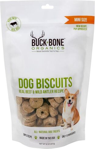 Buck Bone Organics Antler Dog Biscuit Size Mini 8 OZ Bag in Kuwait