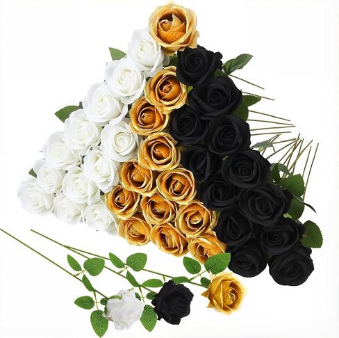 36 Pcs Velvet Silk Hot Pink Rose Bouquet Bridal Artificial Flowers,Fake Rose Long Stem Realistic Artificial Flowers Bulk for Wedding Bouquet Ball Arrangement Centerpiece Party Decor(Hot Pink) in Saudi Arabia