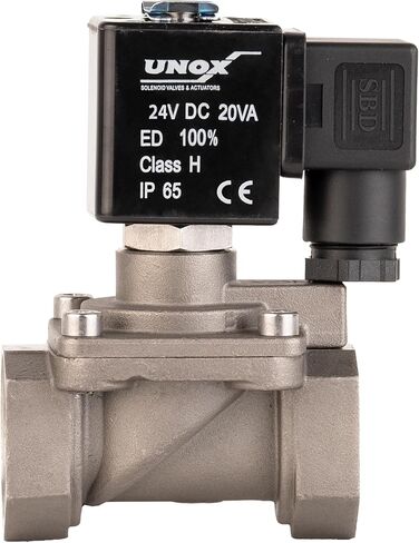 UNOX 3/4" NPT Steam Solenoid Valve 24V DC, High Temperature 176°F/356°F AISI316 Stainless Steel Electric Solenoid Valve Normally Open - 0-363 PSI (0–25 Bar) Threaded Industrial Flow Controller in Kuwait