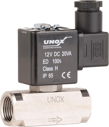 UNOX 3/8" NPT Steam Solenoid Valve 12V DC, High Temperature 14°F/356°F AISI316 Stainless Steel Electric Solenoid Valve Normally Closed - 0-363 PSI (0–25 Bar) Threaded Industrial Flow Controller in Kuwait