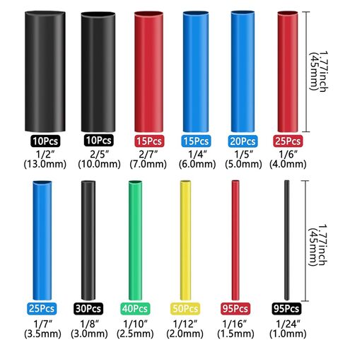 430 قطعة 2: 1 مجموعة أنابيب الانكماش الحراري الصناعية للأسلاك، 2: 1 غلاف انكماش حراري من الدرجة البحرية، شريط انكماش حراري كهربائي كبير ممتاز مقاوم للماء، 12 مقاسًا 6 ألوان متنوعة in Kuwait