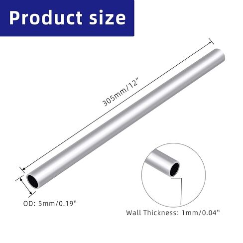 Aluminum Round Tube, 1" (25mm) OD x 3mm Wall Thickness Hollow Pipe, 12" Length Seamless Metal Straight Tubing, 1 PCS in Kuwait