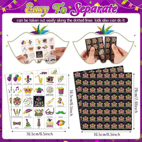 Shappy 35 Pcs Mardi Gras Bingo Game Set Bingo Cards for 24 Players Mardi Gras Party Game for Carnival Masquerade Family Classroom Activities Cards Carnival Holiday Party Favors Supplies in Saudi Arabia