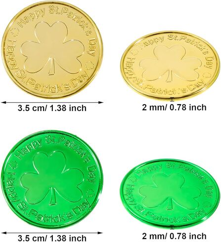 Zhanmai 120 Pieces St. Patrick's Day Coins Shamrock Lucky Plastic Coins Table Scatter Decoration for Party Favor Supplies (Gold Color) in Kuwait