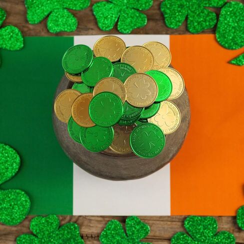 Zhanmai 120 Pieces St. Patrick's Day Coins Shamrock Lucky Plastic Coins Table Scatter Decoration for Party Favor Supplies (Gold Color) in Kuwait