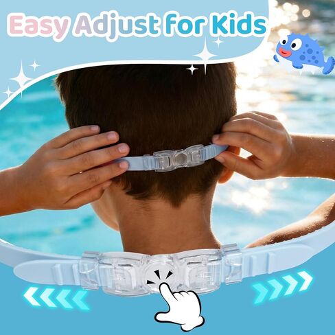 Vvinca Kids Swim Goggles 2 Pack, Soft Wave-Shape Strap (No Hair Pulling), Anti Fog Leak Free Swimming Goggles Boys Girls 3-15 in Saudi Arabia