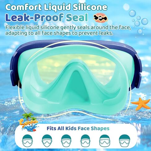 Vvinca Kids Swim Goggles with Nose Cover, Anti-Fog/UV Swimming Mask for Boys Girls 3-15, No Hair Pulling Fabric Strap in Saudi Arabia