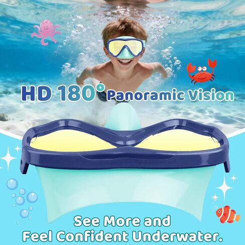 Vvinca Kids Swim Goggles with Nose Cover, Anti-Fog/UV Swimming Mask for Boys Girls 3-15, No Hair Pulling Fabric Strap in Saudi Arabia