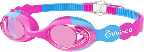 Vvinca Kids Swim Goggles Age 3-12, Soft Wave-Shape Silicone Swimming Goggles for Toddler Boys Girls, Anti-Fog No Leak in Kuwait
