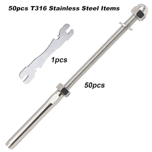 50 Pcs 3/16 Swage Threaded Stud Tensioner Length 6" for 4x4 2x2 Wood Metal Post, and 3/16 150ft Black Wire Rope and 300ft Black Wire Rope in Kuwait