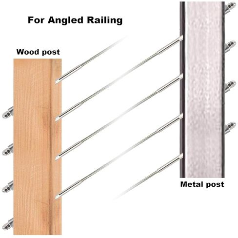 50 Pcs 3/16 Swage Threaded Stud Tensioner Length 6" for 4x4 2x2 Wood Metal Post, and 3/16 150ft Black Wire Rope and 300ft Black Wire Rope in Kuwait
